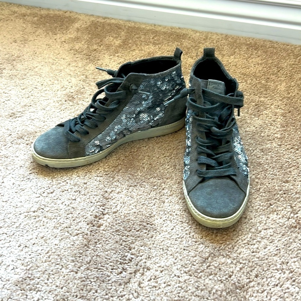 Paul Green Handmade Suede and Sequins high-top Sneakers